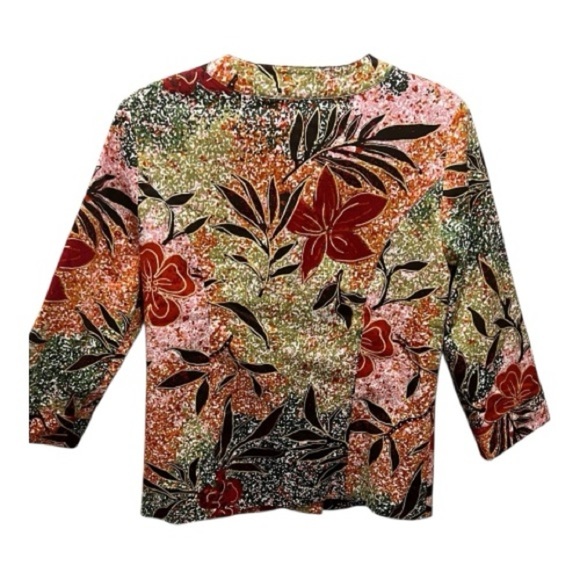Joni B Multicolor Floral Button-Front Jacket | Cotton/Spandex | Size M - Picture 7 of 7